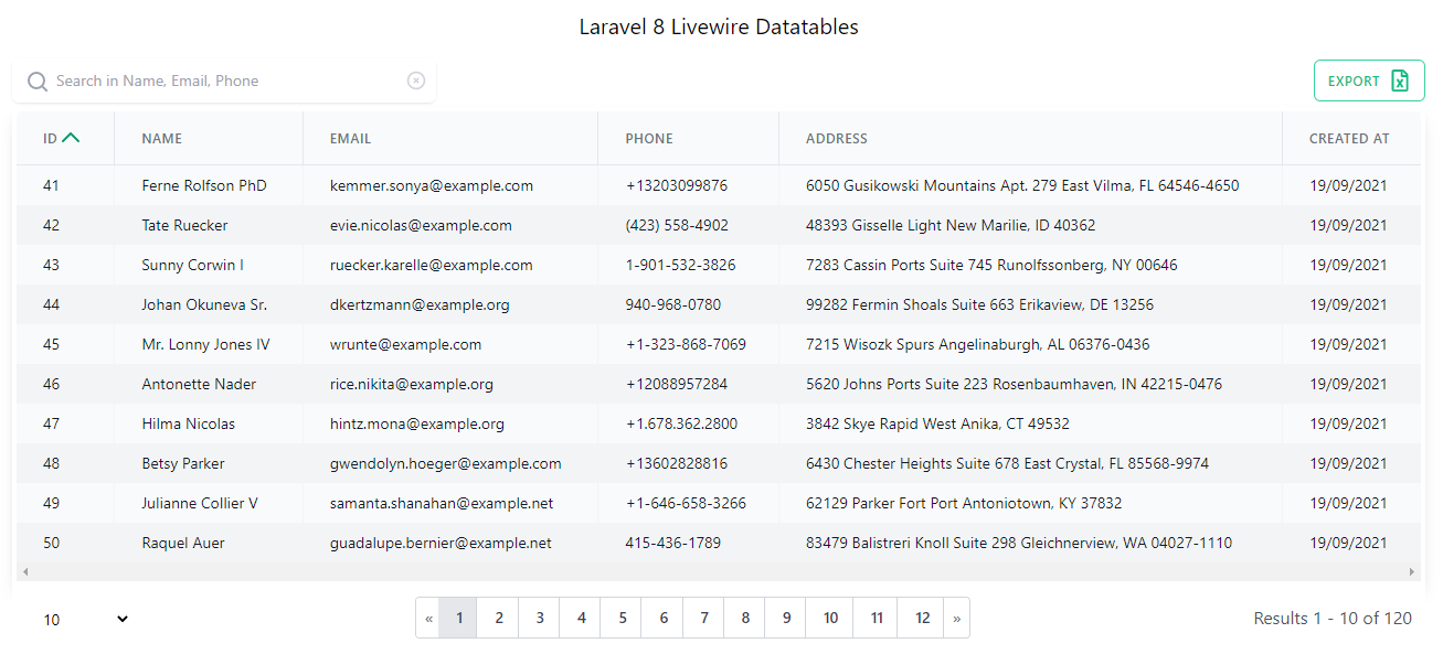 using datatables in laravel 8 and livewire